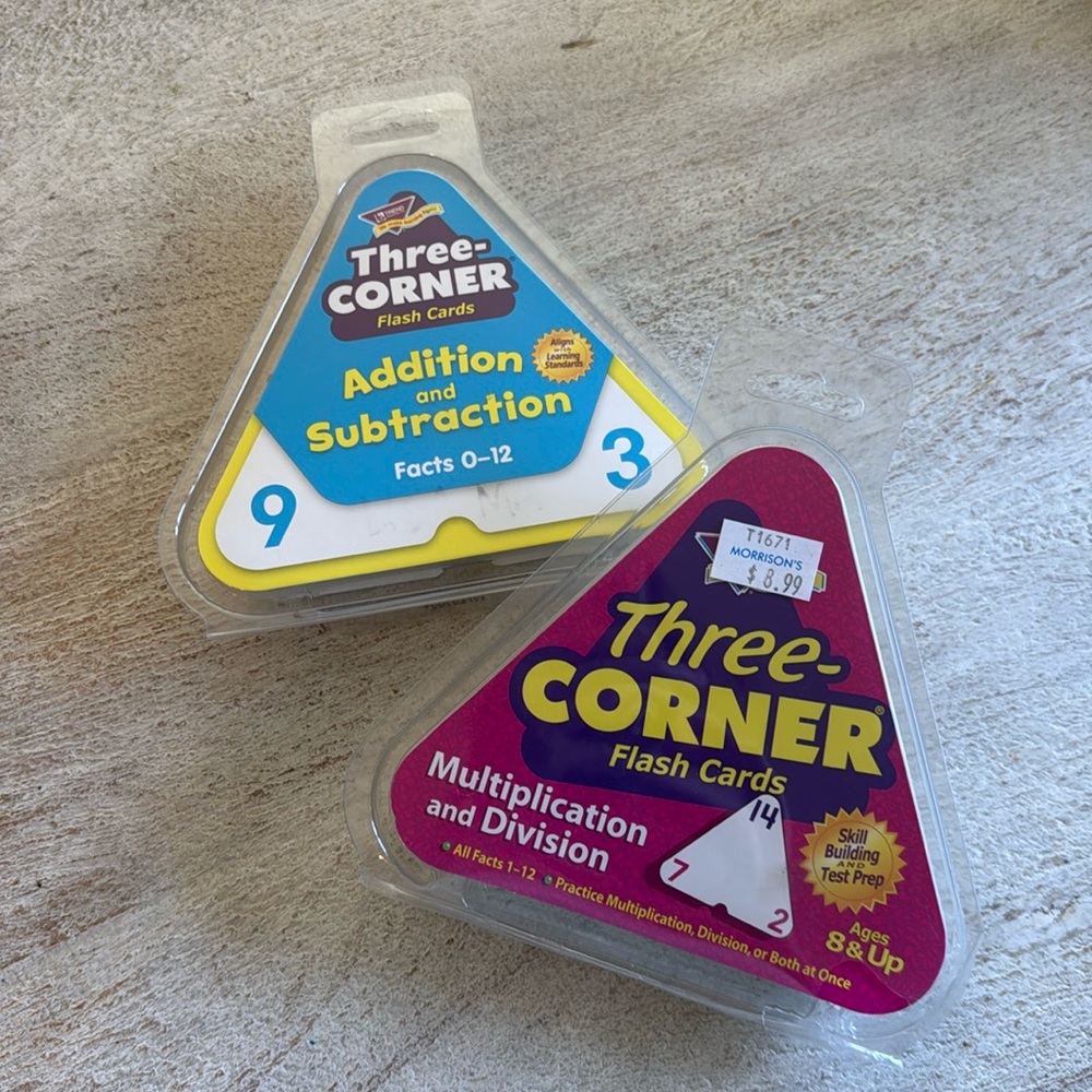 Three Corner Flashcards LOT Addition Subtraction Multiplication Dividion